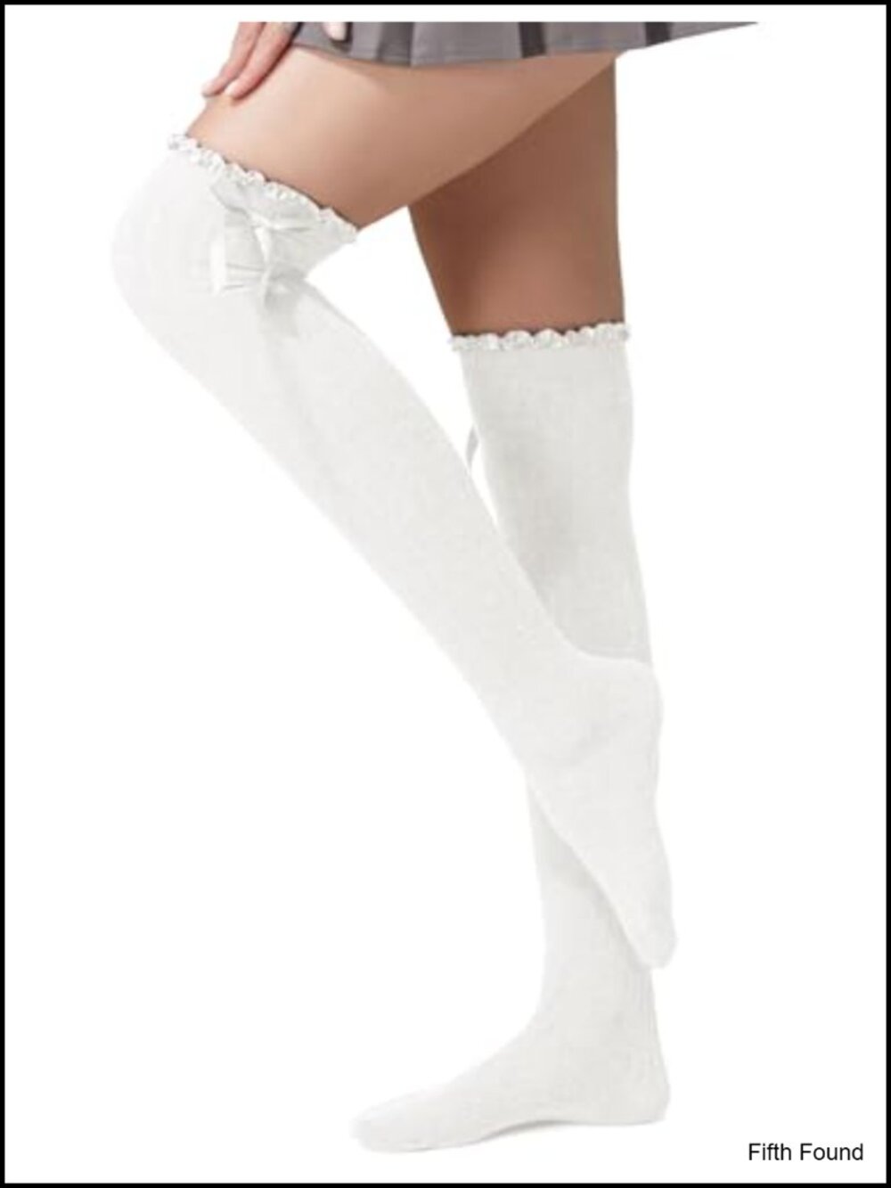 Over the Knee Socks Cotton Blend Satin Bow Thigh High Stockings Women